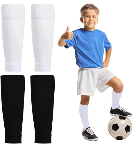 HAMKU 2 Paar Kinder Herren Stutzen Fußballstutzen Stegstrümpfe Fußball Sleeve Fußballsocken mit Steg,Stutzen Fussball Herren