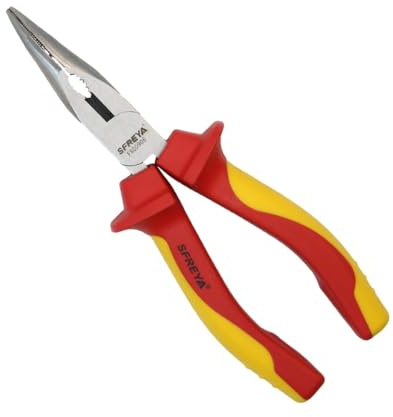 SFREYA F800906 6 Inch Bent Nose & Curved Jaw Pliers | 1000V VDE Insulated, GS Approved | ASTM F1505 & IEC 60900 Compliant, Heavy Duty Professional Electrical Hand Tool for Electricians