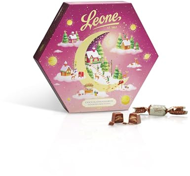 Leone dal 1857 - Confezione Regalo Leone - Scatola Cioccolatini Assortiti - Praline Senza Glutine - Confezione da 300g - Dolci Scrigni Incantati - Natale