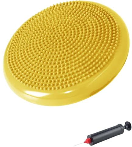 AAFGVC Tapis d'équilibre 30 cm | Ballon d'entraînement d'équilibre de Yoga de Remise en Forme | Coussin TDAH | Tapis sensoriel de Massage à Points surélevés Livré avec Pompe à Main (Jaune)