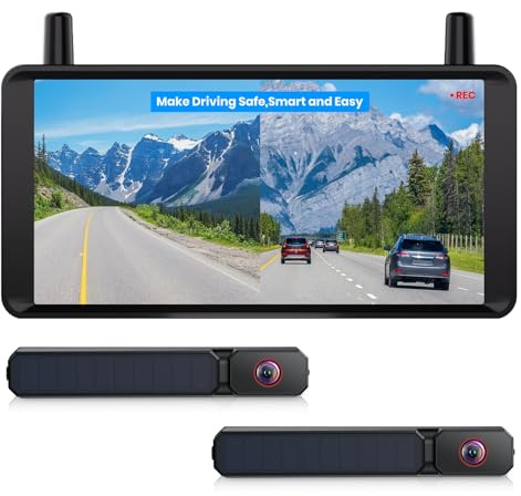 AUTO-VOX Dual Rückfahrkamera Kabellose Solar 6 16:9-HD Display