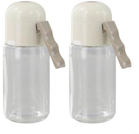 2 Pieces Measuring Glass Seasoning Jars With Precision Dispenser For Salt Pepper Spice Control Wide Mouth Refill Kitchen Shaker Set White Modern Design