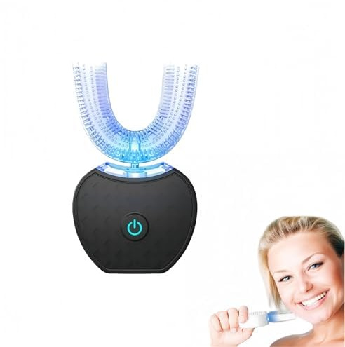 Cepillo de dientes Sonic Brush V5,Cepillo de Dientes Ultrasónico Automático Limpieza Automática De 360°,Diseño en Forma de U Eléctrico Ultrasónico Inalámbrico for Adultos (Negro)