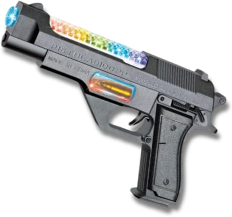 Firepower Imitate True 24cm Tactical Toy Pistol – LED Multicolor Light-Up Barrel & Combat Sound Effects – Battery Operated Handgun for Kids – Environmental Protection Material