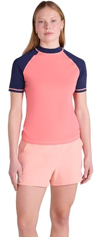 Mountain Warehouse Womens UV Short Sleeve Rash Vest | Ladies Lightweight & Quick Drying Swim Top with Sun Protect, Stretchy Rash Guard with Taped Seams for Beach, Surfing & Summer