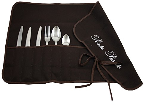 Magie di Casa Porte-Couverts en Tissu 35 x 62 cm brodé – 1 à 1 – Fabriqué en Italie (Marron)