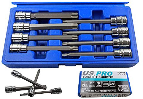 US Pro 8 pièces 3/20,3 cm DR 110 mm de long de douille Torx T25 – T60 B3303