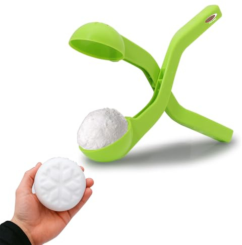 JAMARA 460397 – Snow Play snöbollstång 38 cm – snöbollar (ca 7 cm diameter) på några sekunder, aldrig kalla händer, snöbollarna är fluffiga och inte lika hårda som de handgjorda, gröna