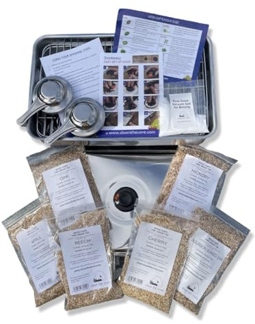 Down the Cove - Kit completo per affumicatura a caldo, forno in acciaio inossidabile, vari trucioli di legno e istruzioni