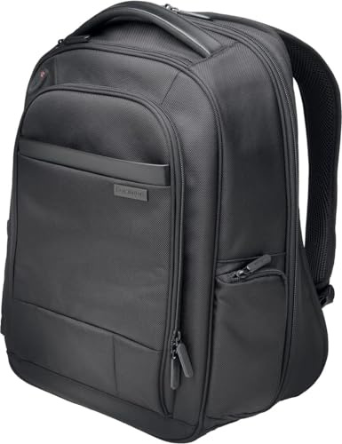 Kensington Laptop Rucksack Contour 2.0, 17 Zoll Pro Laptop Rucksack für Damen & Herren, Wasserdichte große Rucksack-Laptoptasche als Handgepäck, Ideale Reisetasche für Laptops, Schwarz