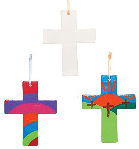 Baker Ross Croce di Ceramica - Confezione da 5, Artigianato per Bambini (AX783)