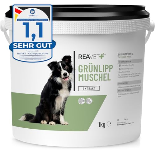 ReaVET concentré Poudre de moules à lèvres Vertes Chien 1 kg, Poudre de moules à lèvres Vertes Chien Cheval, moules à lèvres Vertes après arthrose traitée