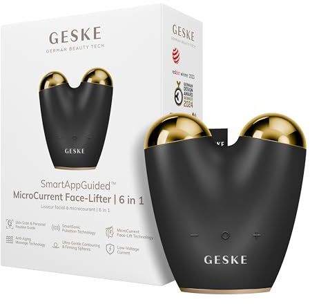 GESKE SmartAppGuided™ MicroCurrent Face Lifter | 6 in 1 | Anti-aging device | Instant face lift | Skincare tool | Remove wrinkles for firm & youthful skin | Advanced smoothing facial firmer