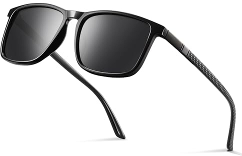 Occhsouo Polarisiert Sonnenbrille Herren - Damen UV400 Schutz Sunglasses Men Women TR90 Ultraleichte Rahmen Schwarz CAT 3 CE Retro Sport Polarisierte Sonnenbrillen für Angeln, Fishing, Fahren, Ski