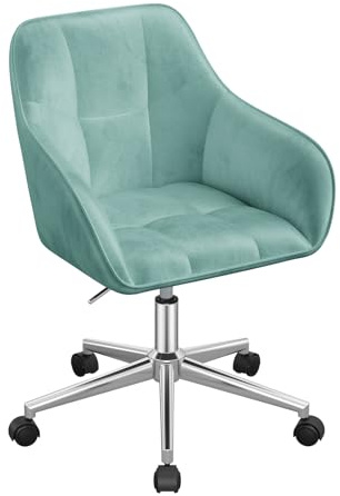 WOLTU Homeoffice Stuhl, Schreibtischstuhl, Drehstuhl, Schminkstuhl, höhenverstellbar, bis 150 kg belastbar, mit Armlehnen Samtsitz, für Schlafzimmer Büro Wohnzimmer, Türkis