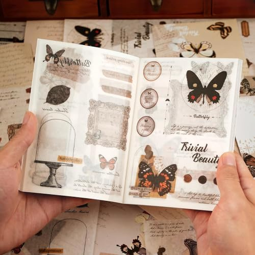OSLEY Scrapbook Stickers Book, 40 hojas Washi Estéticas Vintage Scrapbooking Pegatinas para Álbum de fotos, Scrapbooking, Bullet Journal Accesorios, Calendarios, Cuaderno de Arte DIY