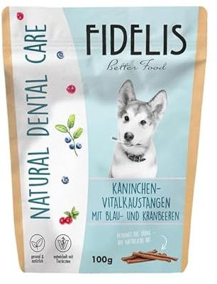 Fidelis - Bâton à mâcher Vital Lapin avec Myrtille et mûre – Friandises pour Soins dentaires Fonctionnels pour Chiens 150 g – Séché à l'air à partir de matières premières 100% Naturelles – Friandises