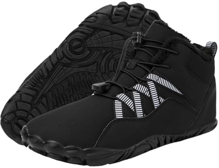 Men's Women's Winter Barefoot Hiking Boots, Slip On Warm Zero Drop Snow Boot, Wide Toe Box Ankle boots, Minimalist Waterproof Shoes, Five Finger Sneakers Hike Shoes for Hiking Walking Outdoor Unisex