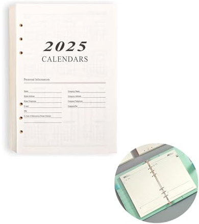 2025 Nachfüllpapier,176 Blatt A5 Liniert Papier Nachfüllpapier 2025 Wochenplaner Einlage A5 6 Löcher Tagebuch Nachfülleinlagen Kalendereinlage Notizbuch-Einlagen für Notizbuch,Tagbuch,Skizze,Malerei