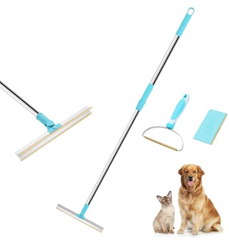 Beowanzk Mattborste, mattkratta för borttagning av husdjur, mattskrapverktyg med mini-mattskrapa och handtag mattskrapa, husdjurshårborttagare för fluffmatta, bilmatta och soffa (blå)