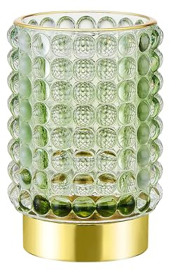 LEICURACE Makeup Brush Holder Organizer,Toothbrush Holders,Desk Pen Pencil Holder,Multifunctional Vintage Glass Brush Cup(A38-2-US/Green/L)