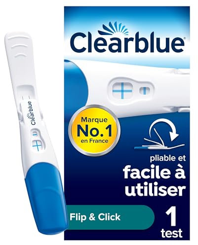 Clearblue Flip & Click test de grossesse à domicile pour femmes, pliable pour utilisation facile, teste l’hormone HCG, résultats précis et clairs en 3 minutes, 1 test