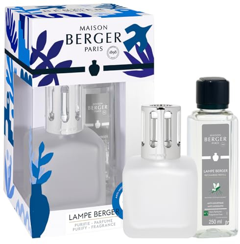 Maison Berger Coffret Cadeau Glaçon - Diffuseur de Parfum d’Ambiance 250 ML - Élimine Les odeurs, purifie l’air, Objet décoratif Maison ou Bureau (Givrée - Anti-Moustiques)