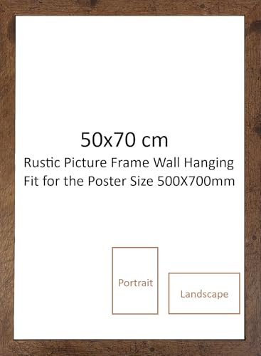 DECORO 50x70cm Rustic Frame - 500 x 700 mm Wooden Photo Frame - Large Rustic Colour Picture Frames 50 x 70 cm - 70x50cm Photo Frames