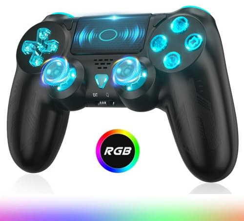 Gamrombo Wireless Controller für PS4, Game Controller kompatibel mit PS4/Pro/Slim/PC Gamepad mit Turbo/Zurück Taste/Dual Vibration/6-Achsen Gyro Sensor/Touchpanel