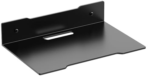 Router-ställ i metall med stark lastkapacitet, vägghylla för digitalbox, routrar och konsoler | reptålig multimedia, vägghylla för TV-box, kabellådor, Hi-Fi-mottagare, DVD-spelare