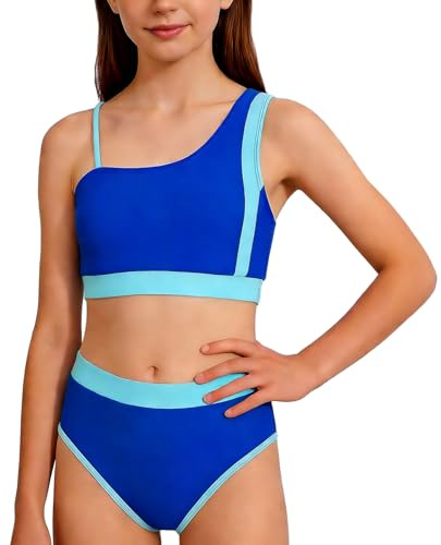 Happy Cherry - Fille Ensemble de Bikinis Maillot de Bain Sportif Filles Ado Deux Pièces Enfants Tankini d'Été Swimwear Set avec Bustier Culotte pour Natation Piscine Plage - 9-16 Ans