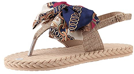 Uwdiohq Sandali Estive Comode E Antiscivolo Prodotto di Popolare da Donna Infradito Scarpe Divertenti Pantofole Spiaggia All'Aperto (Beige, 37) Ciabatte Gomma Piscina Memory Foam Stoffa Eleganti