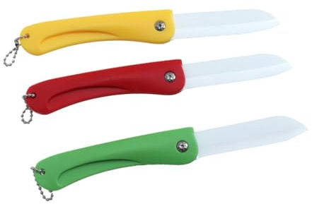 DOITOOL Coltello da Frutta Ceramica 3 Pezzi Resistente All'usura Lama ad Alta Durezza Utensile Cucina Compatto per Uso Domestico Colore Casuale