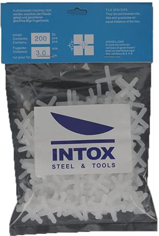 INTOX STEEL & TOOLS Intox Lot de 200 croix de carrelage Blanc 3 mm de large pour pose de carrelage