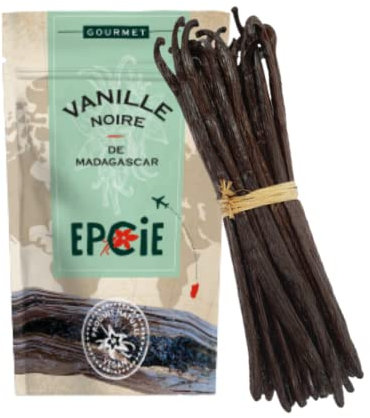 10 gousses vanille madagascar sachet zip Gousse intense bourbon noire gourmet haute qualité fraiche entière non fendue taille 15-17 cm ingredients patisserie idee cadeau premium