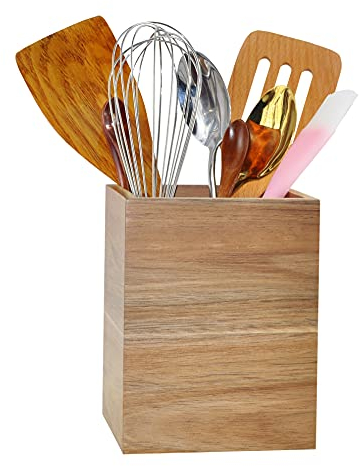 Eitida Porta posate in legno per utensili da cucina rustici, cucchiaio da coltello, spatola, cucchiaio per fessura, baguettes.Range coperto verticale, organizzatore di supporto per cucina,