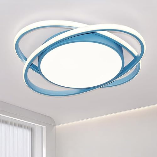 JDONG Lámpara LED para techo habitación infantil 54 W Azul Lámpara de techo regulable con mando a distancia Temperatura de color ajustable para niños Habitación infantil Dormitorio Salón Ø52CM