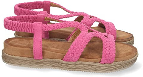 shoes&blues.es 65710-Sandalia Plana para Mujer, Comodas, con Palas Cruzadas, y Cierre de Elastico en el Talon, Primavera Verano 2021. Talla 37 Fucsia