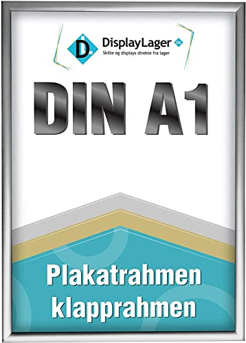 DisplayLager - A1 Silber Klapprahmen mit 25mm Aluminium Profil, Entspiegelter Schutzscheibe, Befestigungsmaterial