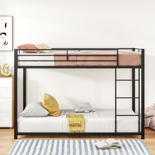Moimhear Lettino in ferro, 90 x 200 cm, letto a castello, letti in ferro, letti a castello di forma classica (nero, 90 x 200 cm), WX000125-6