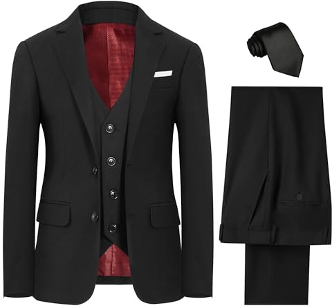 BOLADA Boys' Suit Black Slim fit Suits for Kids Formal Classic 4 Piece Big Boys Toddler Tuxedos Teen Youth Size 10