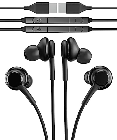 USB C Écouteurs Filaire Ecouteur(Lot de 2) Type C Jack Prise Casque Gaming Earphones Sport Audio Oreillette avec Fil Kit Main Libre Musique Headphones Compatible pour Samsung Xiaomi Redmi