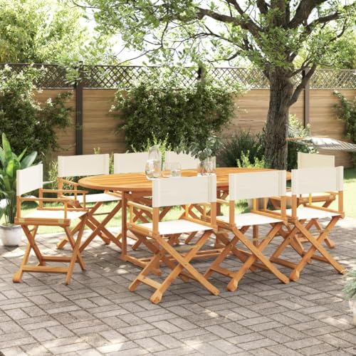 vidaXL Set di 8 sedie pieghevoli in tessuto bianco crema