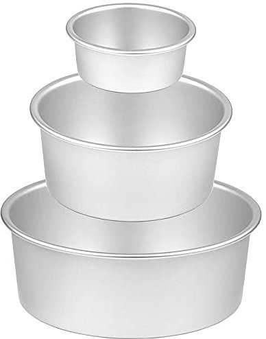 Persistence Molde para Pasteles, Juego de Aluminio Antiadherente y una Prueba de Fugas, para Pasteles de 4, 6 y 8 Pulgadas, Plateado