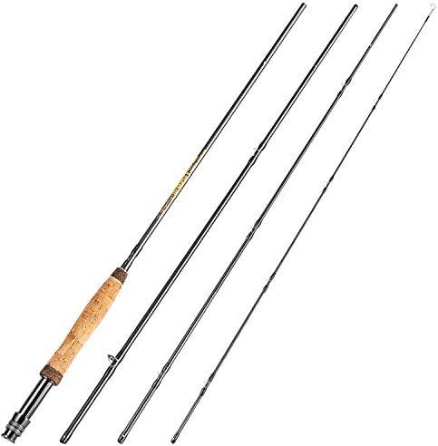 Sougayilang Fliege Angelrute 4-teilige 9-Fuß Leichte Ultra Portable Fliege Angelstange für Forelle Lachs Sunfish Outfit Reise Angeln- 5/6 - Schwarz