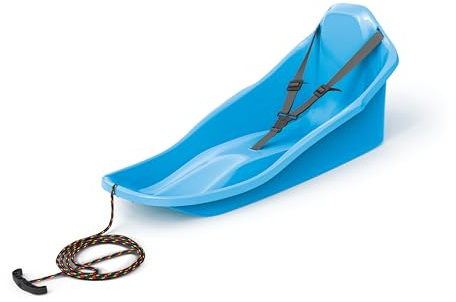 Luge pour Enfant et Bébé avec Dossier, Ceinture de Sécurité et Cordon | Plaisir d'Hiver Sûr et Descentes Inoubliables dans la Neige | Bleu