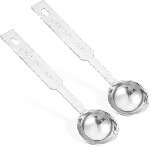 2 Stück Teelöffel Portionierer 5ml Edelstahl Messlöffel Dosierlöffel Digitaler Esslöffel Klein Kaffeelöffel zum Messen Kaffeesatz Bohnen Flüssigen und Trockenen