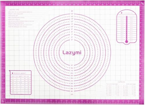 Lazymi Silicone Baking Mat Non-Stick: Extra Large 91 x 61 cm Pastry Mat for Rolling Dough - Baking Sheet with Measurement for Kitchen - Heat-Resistant & Reusable Pizza Accessories for Baker - Purple