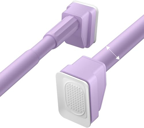 Asta a tensione regolabile da 40 a 490 cm, senza trapano, asta per tenda da doccia espandibile, in acciaio inossidabile, facile da installare, per bagno e armadio (viola, rotazione a 360°)