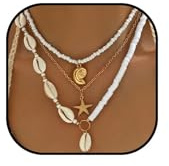 RadiVibe Starfish Necklace for Women Summer Beach Essentials Dresses Boho Necklace Gold Shell Charm Necklaces Starfish Earrings Jewelry Holiday Jewellery for Women